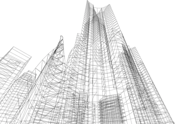 Linhas Abstratas Desenho Conceito Arte Arquitetônica Formas Geométricas Mínimas —  Vetores de Stock