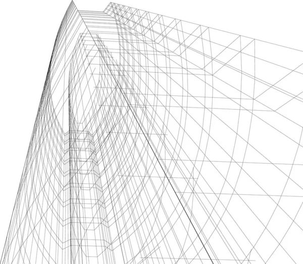 Elvont Rajzvonalak Építészeti Képzőművészetben Minimális Geometriai Formák — Stock Vector