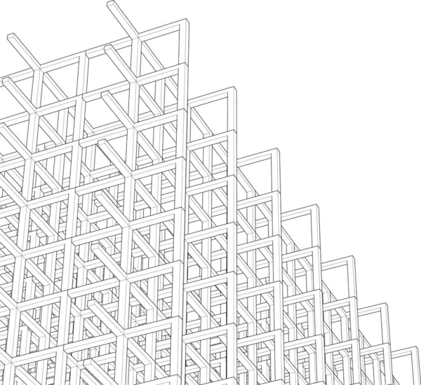 Lignes Dessin Abstraites Dans Concept Art Architectural Formes Géométriques Minimales — Image vectorielle