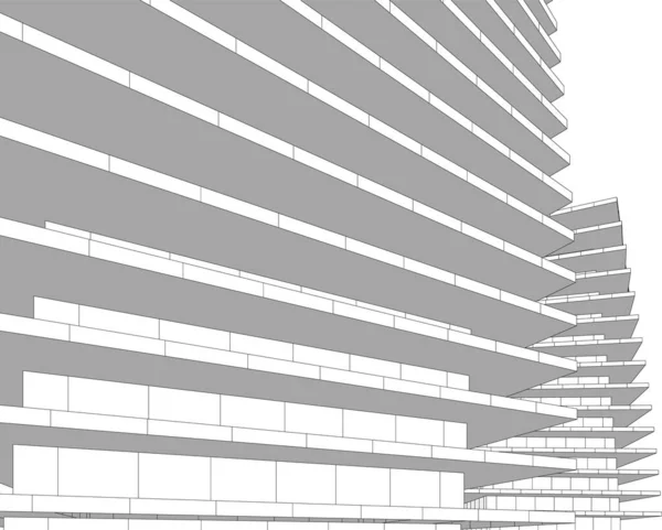 Abstrakte Zeichnungslinien Architektonischen Kunstkonzept Minimale Geometrische Formen — Stockvektor