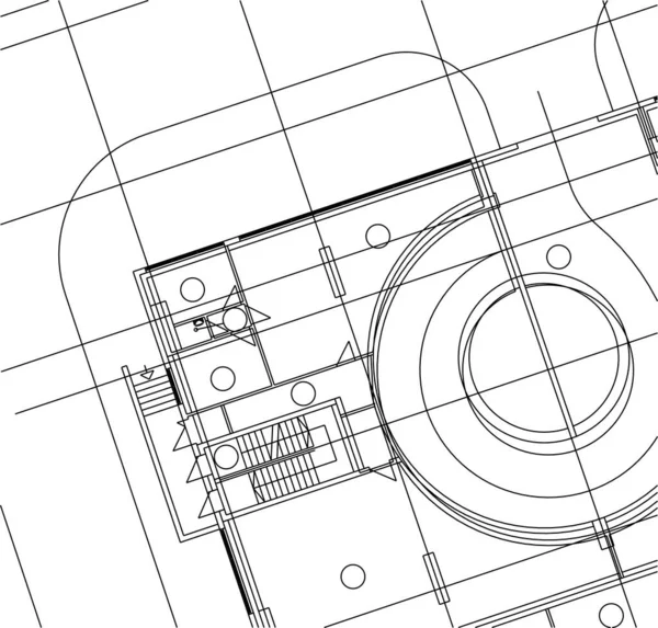 Abstracte Tekenlijnen Architectonisch Kunstconcept Minimale Geometrische Vormen — Stockvector