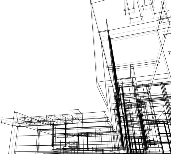 Líneas Abstractas Dibujo Concepto Arte Arquitectónico Formas Geométricas Mínimas — Vector de stock