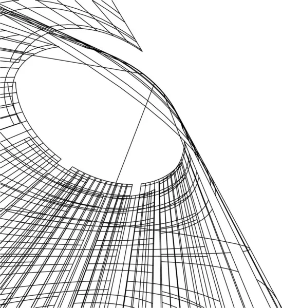 Linhas Abstratas Desenho Conceito Arte Arquitetônica Formas Geométricas Mínimas — Vetor de Stock