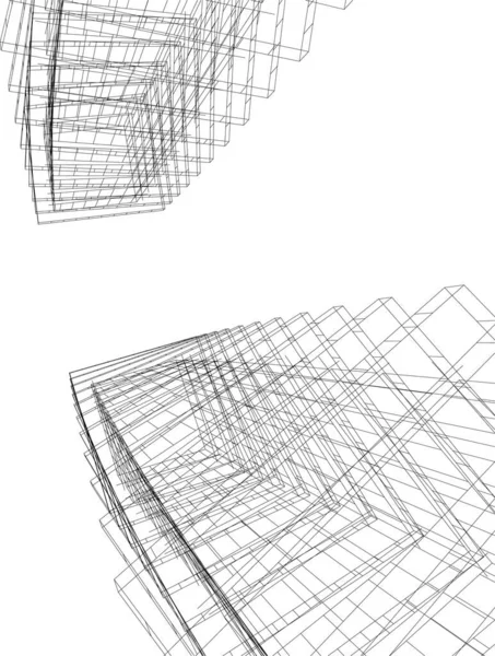 Abstrakta Teckningslinjer Arkitektonisk Konst Koncept Minimala Geometriska Former — Stock vektor