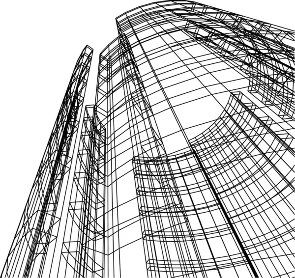 Abstracte Tekenlijnen Architectonisch Kunstconcept Minimale Geometrische Vormen — Stockvector