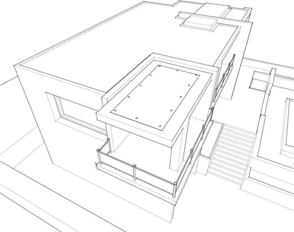 Linee Disegno Astratte Nel Concetto Arte Architettonica Forme Geometriche Minime — Vettoriale Stock