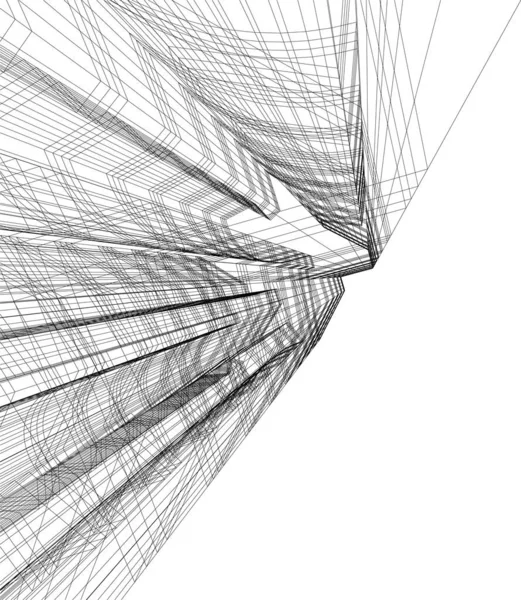 Abstracte Tekenlijnen Architectonisch Kunstconcept Minimale Geometrische Vormen — Stockvector