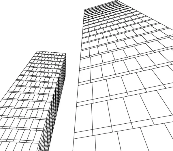 Abstrakte Zeichnungslinien Architektonischen Kunstkonzept Minimale Geometrische Formen — Stockvektor