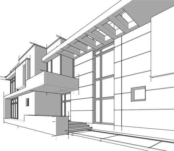 Abstrakcyjne Linie Rysunku Koncepcji Sztuki Architektonicznej Minimalne Kształty Geometryczne — Wektor stockowy