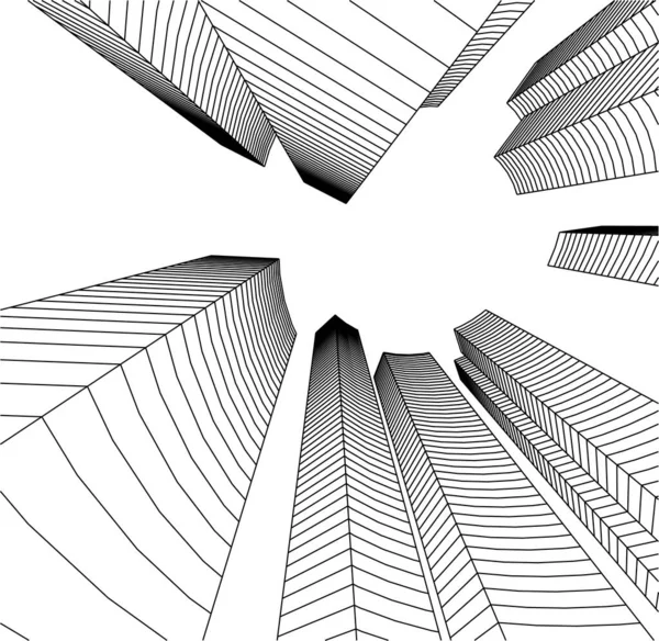 Linee Disegno Astratte Nel Concetto Arte Architettonica Forme Geometriche Minime — Vettoriale Stock