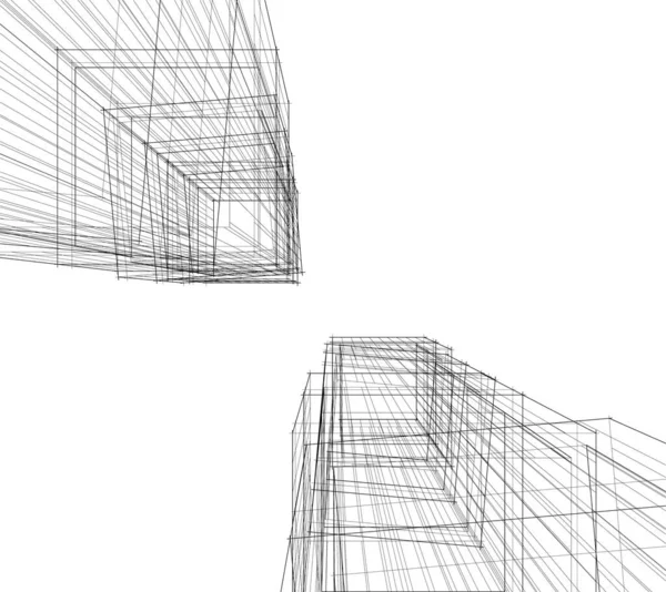 Lignes Dessin Abstraites Dans Concept Art Architectural Formes Géométriques Minimales — Image vectorielle