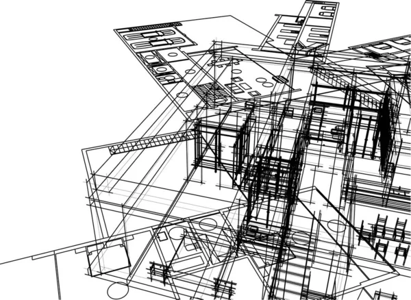 Abstracte Tekenlijnen Architectonisch Kunstconcept Minimale Geometrische Vormen — Stockvector