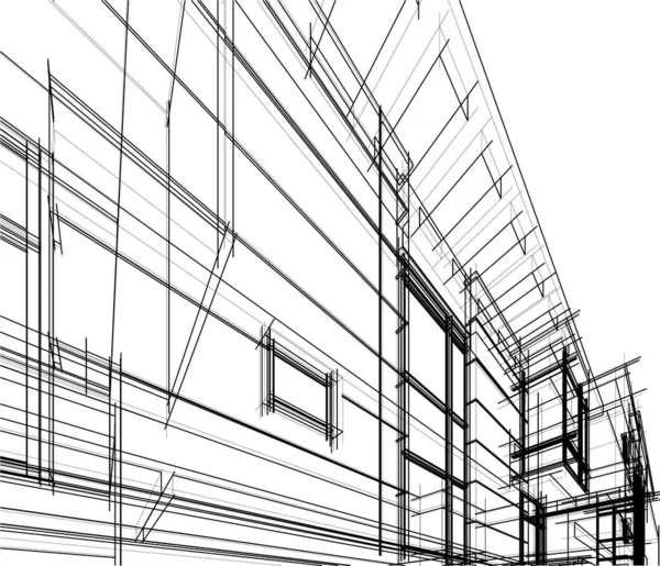 Linee Disegno Astratte Nel Concetto Arte Architettonica Forme Geometriche Minime — Vettoriale Stock