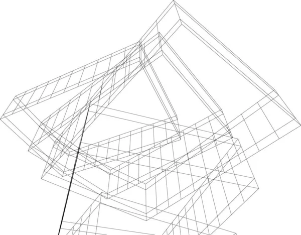 Abstrakte Zeichnungslinien Architektonischen Kunstkonzept Minimale Geometrische Formen — Stockvektor