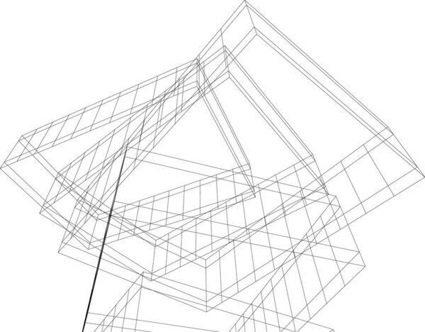 Abstract drawing lines in architectural art concept, minimal geometrical shapes. 