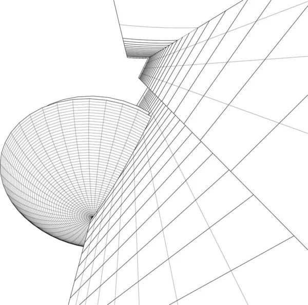 Líneas Abstractas Dibujo Concepto Arte Arquitectónico Formas Geométricas Mínimas — Vector de stock