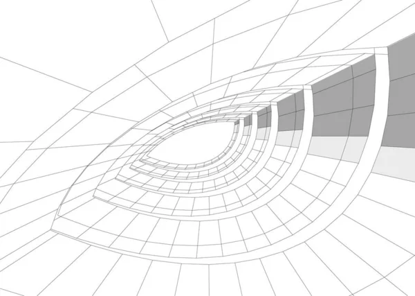 建筑艺术概念中的抽象绘图线 最小几何形状 — 图库矢量图片
