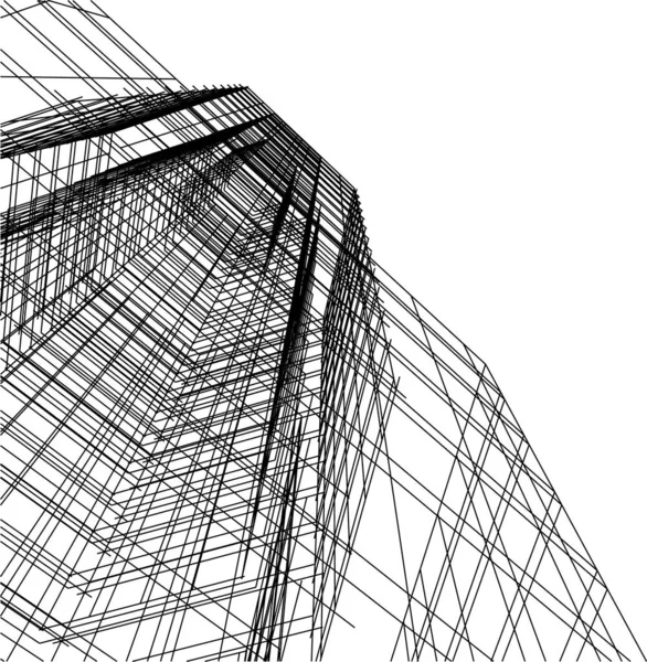 Abstrakcyjne Linie Rysunku Koncepcji Sztuki Architektonicznej Minimalne Kształty Geometryczne — Wektor stockowy