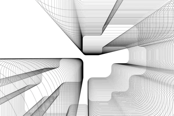 Abstrakt Ritning Linjer Arkitektonisk Konst Koncept Vit Bakgrund Minimal Geometriska — Stock vektor