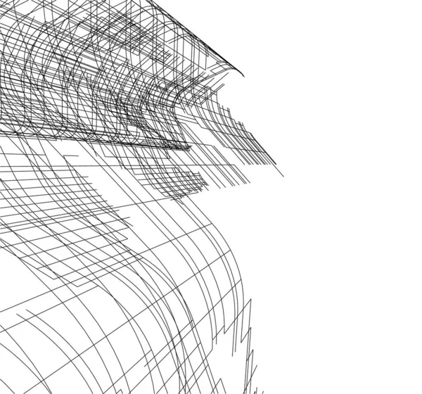 Garis Gambar Abstrak Dalam Konsep Seni Arsitektur Bentuk Geometris Minimal - Stok Vektor