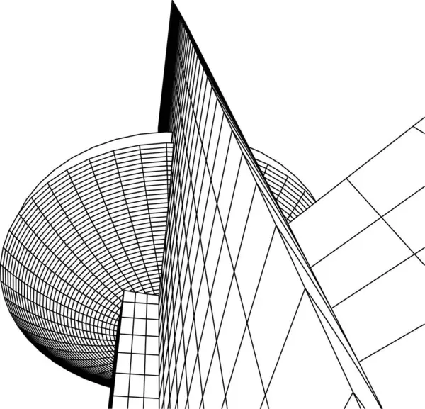 Abstrakte Zeichnungslinien Architektonischen Kunstkonzept Minimale Geometrische Formen — Stockvektor