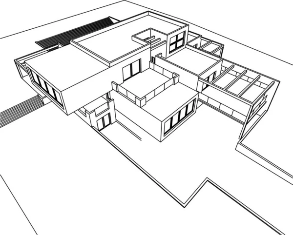 Linee Disegno Astratte Nel Concetto Arte Architettonica Forme Geometriche Minime — Vettoriale Stock