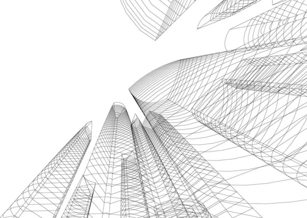 Abstrakcyjne Linie Rysunku Koncepcji Sztuki Architektonicznej Minimalne Kształty Geometryczne — Wektor stockowy