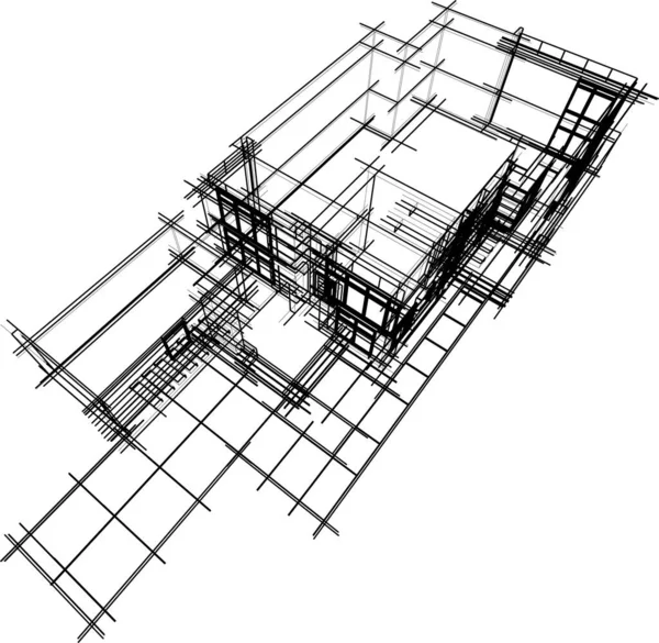 Linee Disegno Astratte Nel Concetto Arte Architettonica Forme Geometriche Minime — Vettoriale Stock