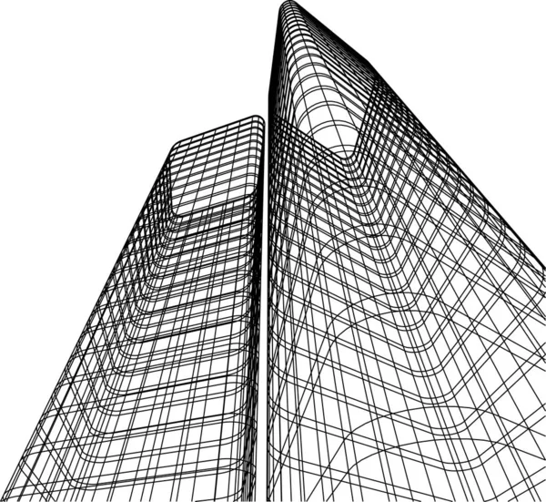 Abstrakcyjne Linie Rysunku Koncepcji Sztuki Architektonicznej Minimalne Kształty Geometryczne — Wektor stockowy