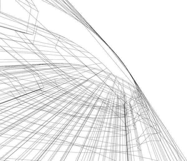 Linee Disegno Astratte Nel Concetto Arte Architettonica Forme Geometriche Minime — Vettoriale Stock