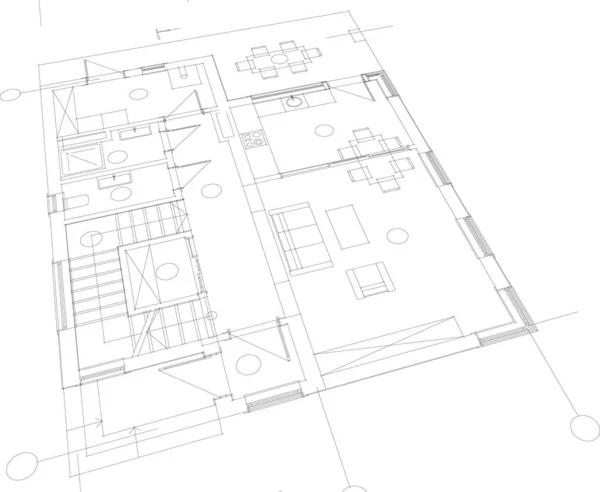 Abstrakta Teckningslinjer Arkitektonisk Konst Koncept Minimala Geometriska Former — Stock vektor