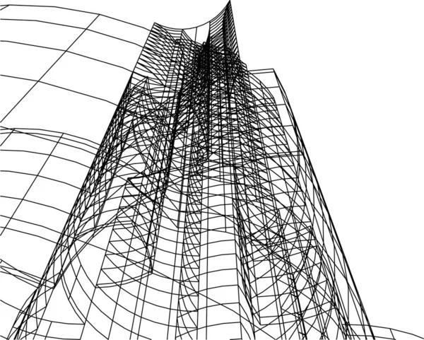 Abstrakte Zeichnungslinien Architektonischen Kunstkonzept Minimale Geometrische Formen — Stockvektor