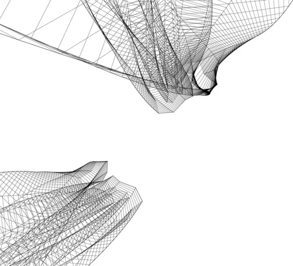 Líneas Abstractas Dibujo Concepto Arte Arquitectónico Formas Geométricas Mínimas — Vector de stock