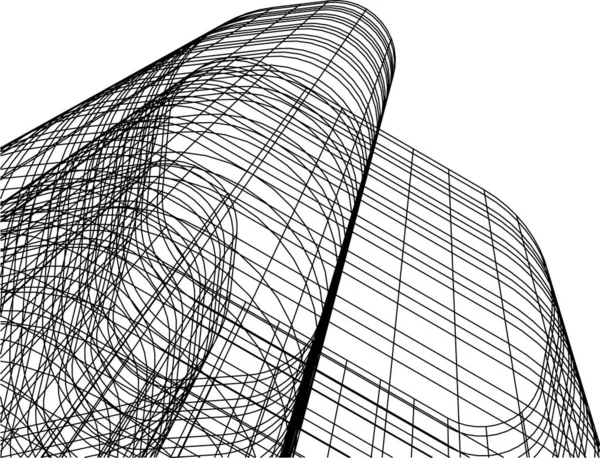 Abstracte Tekenlijnen Architectonisch Kunstconcept Minimale Geometrische Vormen — Stockvector