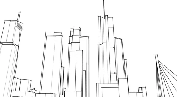 Abstrakte Zeichnungslinien Architektonischen Kunstkonzept Minimale Geometrische Formen — Stockvektor