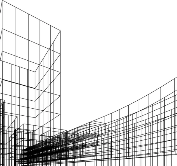 Elvont Rajzvonalak Építészeti Képzőművészetben Minimális Geometriai Formák — Stock Vector