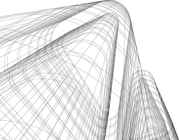 Abstracte Tekenlijnen Architectonisch Kunstconcept Minimale Geometrische Vormen — Stockvector