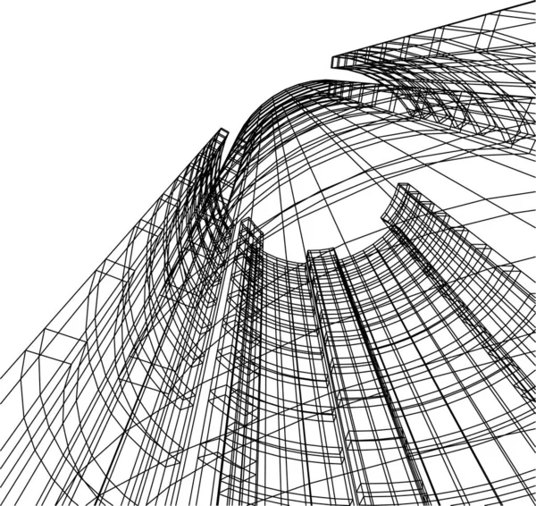 Líneas Abstractas Dibujo Concepto Arte Arquitectónico Formas Geométricas Mínimas — Archivo Imágenes Vectoriales