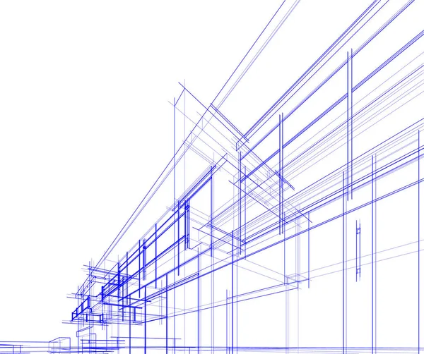 Linee Disegno Astratte Nel Concetto Arte Architettonica Forme Geometriche Minime — Vettoriale Stock