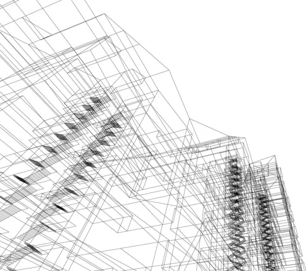 Líneas Abstractas Dibujo Concepto Arte Arquitectónico Formas Geométricas Mínimas — Vector de stock