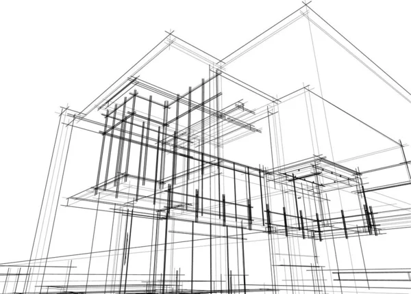 Abstraktní Kreslicí Čáry Architektonickém Pojetí Minimální Geometrické Tvary — Stockový vektor