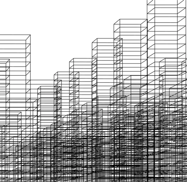 Mimari Sanat Konseptinde Soyut Çizgiler Minimum Geometrik Şekiller — Stok Vektör