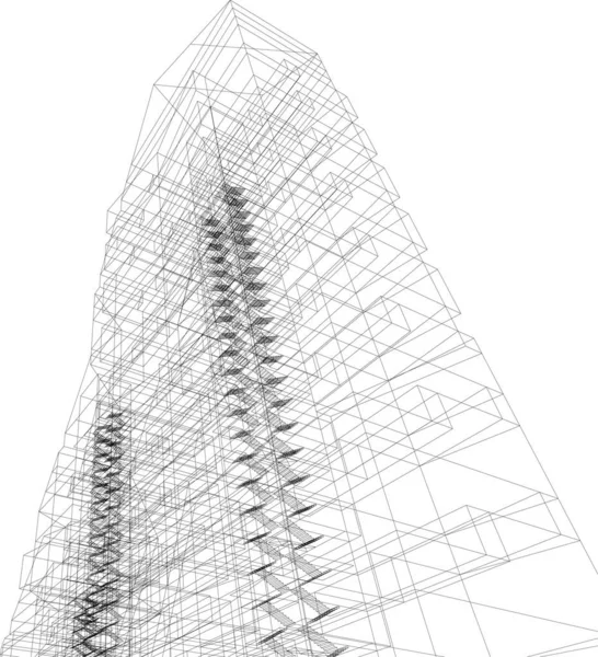 Abstrakta Teckningslinjer Arkitektonisk Konst Koncept Minimala Geometriska Former — Stock vektor