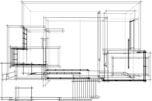 Líneas Abstractas Dibujo Concepto Arte Arquitectónico Formas Geométricas Mínimas — Archivo Imágenes Vectoriales