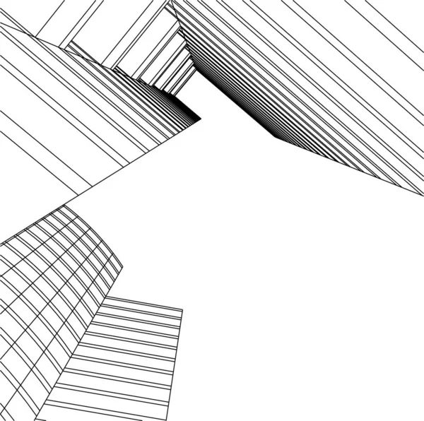 建筑艺术概念中的抽象绘图线 最小几何形状 — 图库矢量图片
