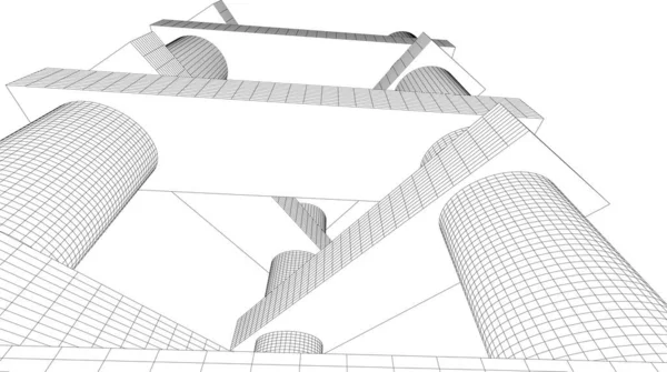 Mimari Sanat Konseptinde Soyut Çizgiler Minimum Geometrik Şekiller — Stok Vektör