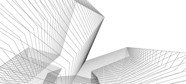 Líneas Abstractas Dibujo Concepto Arte Arquitectónico Formas Geométricas Mínimas — Vector de stock