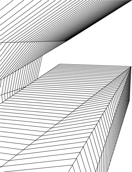 Abstrakta Teckningslinjer Arkitektonisk Konst Koncept Minimala Geometriska Former — Stock vektor