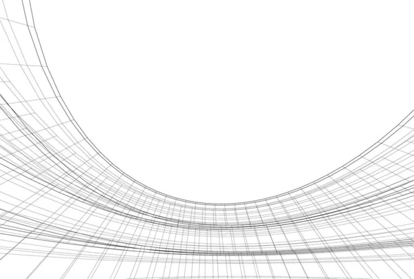 Líneas Abstractas Dibujo Concepto Arte Arquitectónico Formas Geométricas Mínimas — Vector de stock