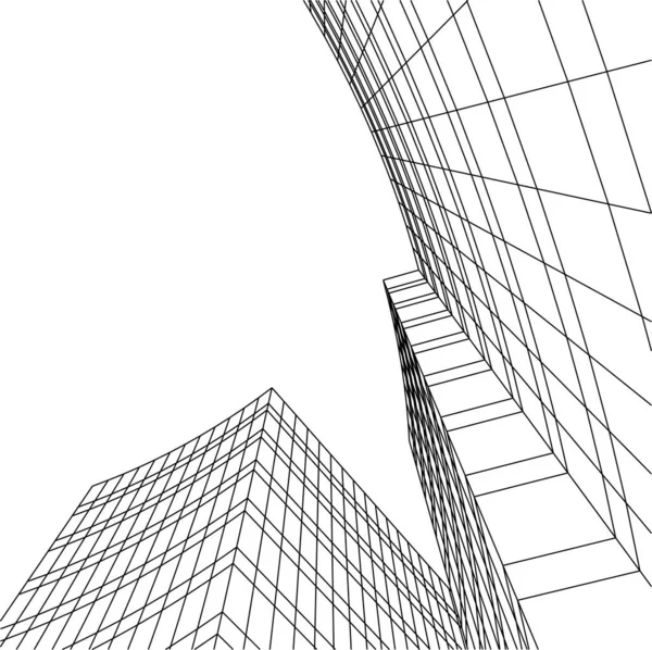 Abstrakcyjne Linie Rysunku Koncepcji Sztuki Architektonicznej Minimalne Kształty Geometryczne — Wektor stockowy